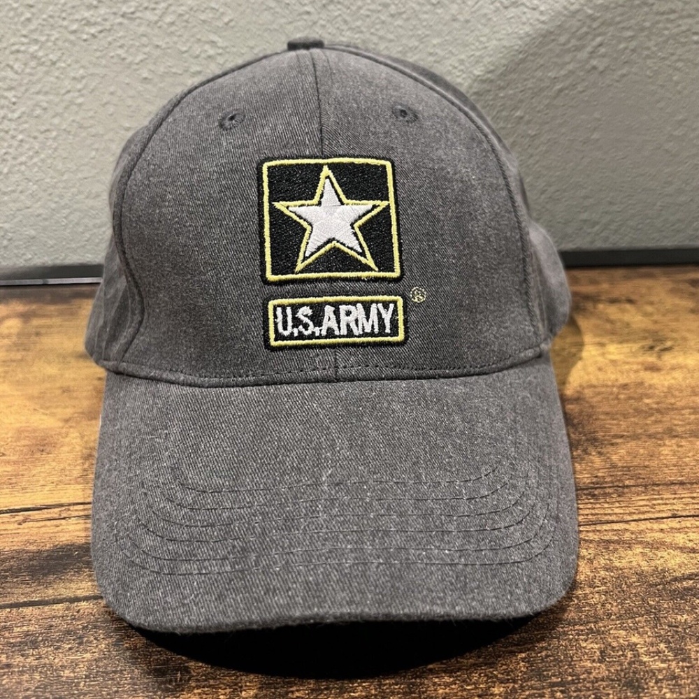 US Army Mens Womens Strapback Hat Cap Gray Military Logo Adjustable